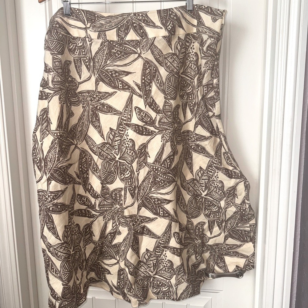 Hawaiian Tapa Print Linen Skirt NWOT